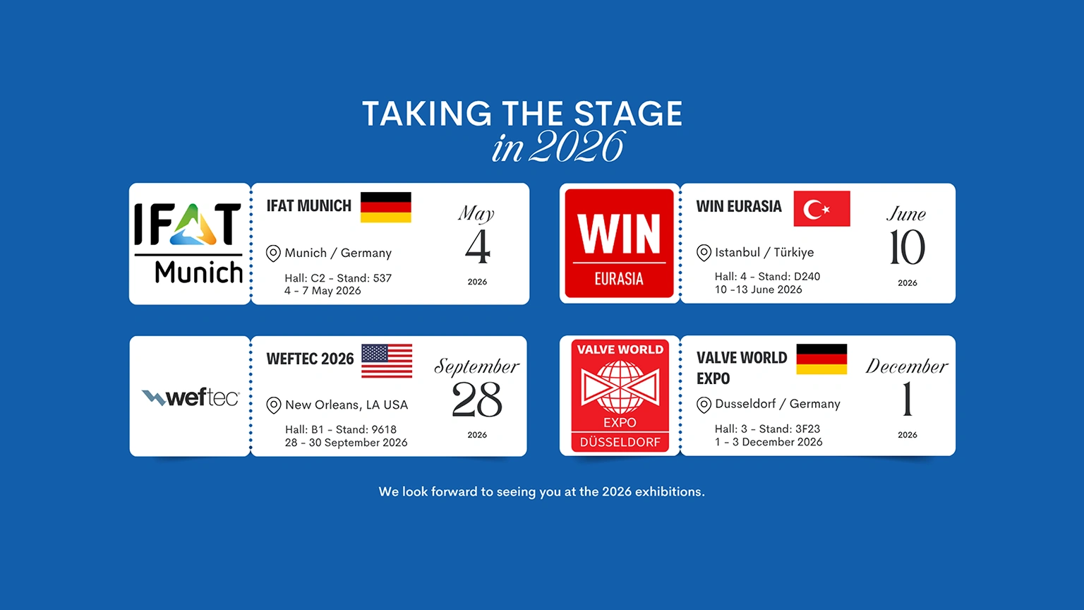 Event schedule for 2026 exhibitions